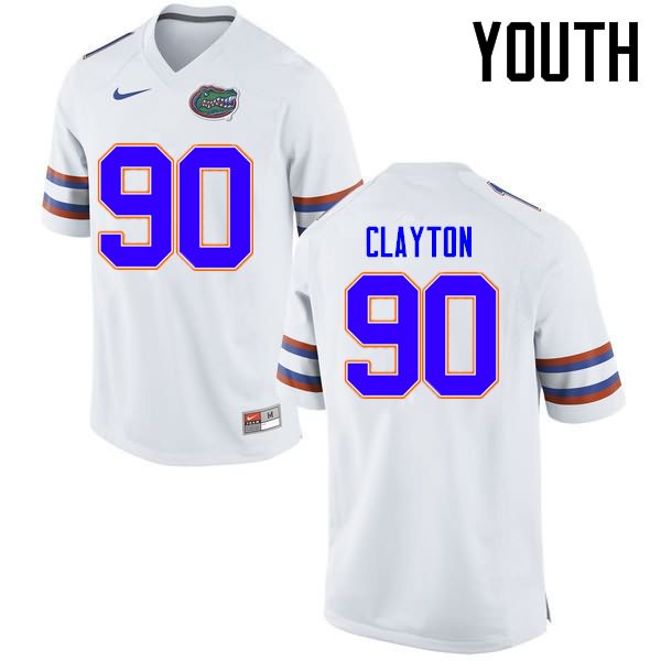 Youth NCAA Florida Gators Antonneous Clayton #90 Stitched Authentic Nike White College Football Jersey OWJ3465UU